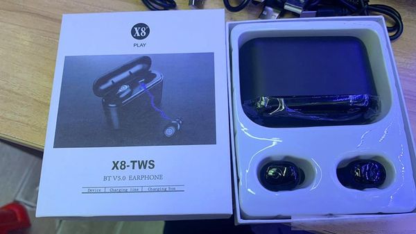 

x8 tws wireless headphones true 5d stereo bluetooth 5.0 headset mini waterproof headswith 2200mah charging box power bank