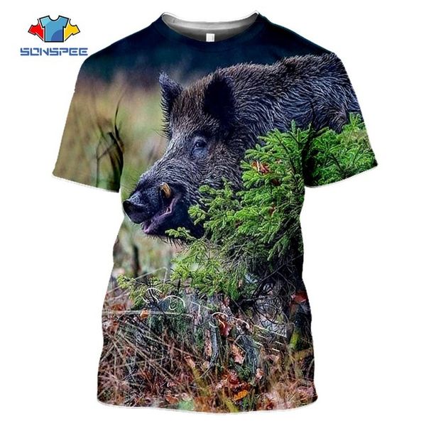 

summer hunting wild boar animals 3d print shirts funny anime harajuku men clothing