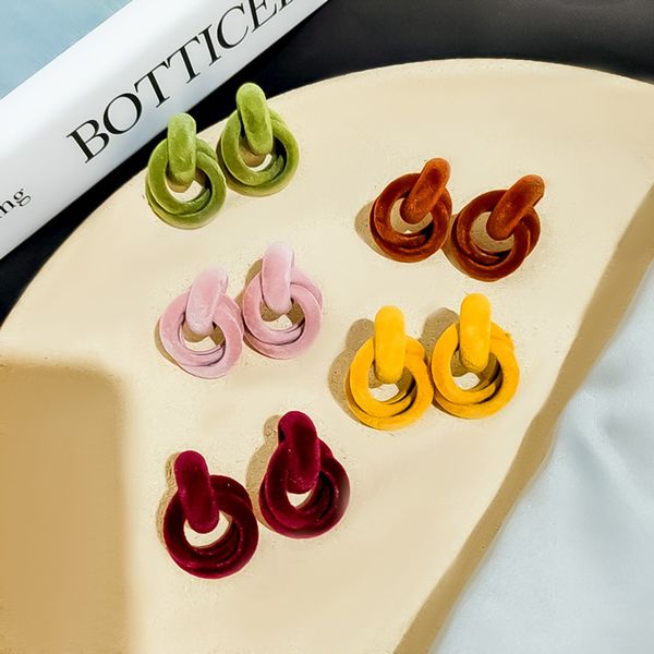 

dangle & chandelier 2021 winter velvet circles drop earrings for women fashion bijoux vintage pendientes, Silver