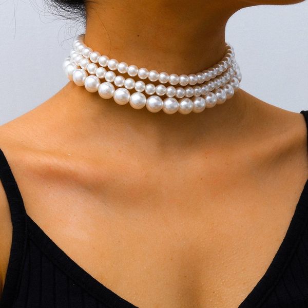 

necklace aesthetic choker women friend chain pearl women's jewelry gift for mom woman jewelry cuban link layered necklace, Golden;silver