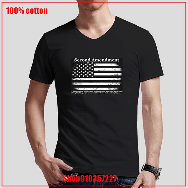 

2nd second amendment gun control american flag anti-wrinkle cotton pop homme tee v neck plus size t shirt for men 4xl 5xl