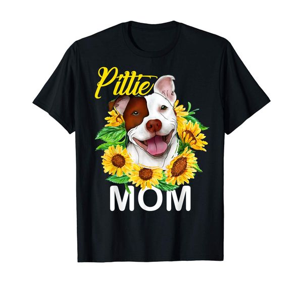 

womens pitbull pittie mom sunflower t shirt mothers day gift