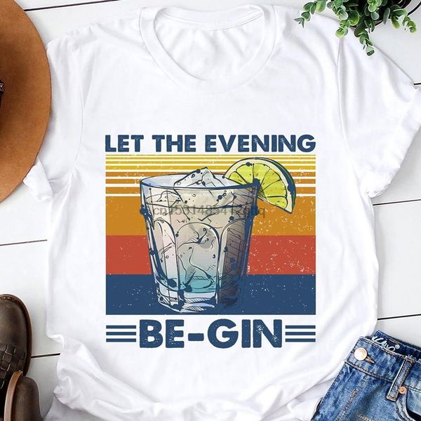 

let the evening be gin funny wine lovers gin lovers vintage t shirt