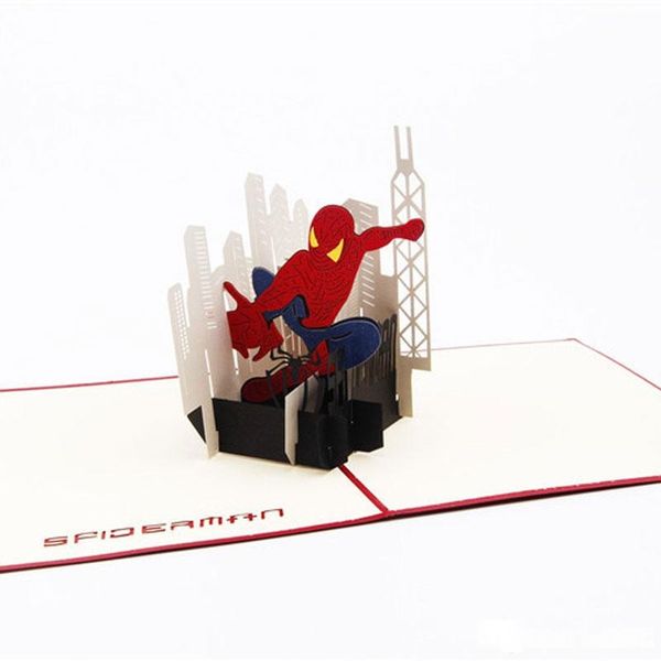 

birthday gift 3d greeting cards with envelope pop up greeting card handmade spider-man gift card for boy