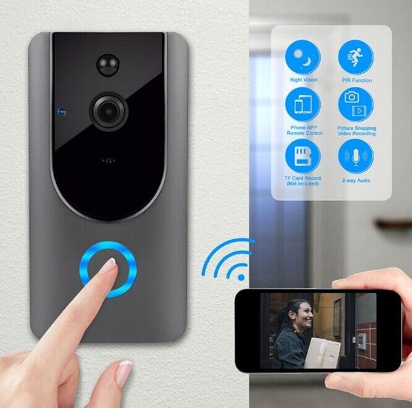 Bateria sem fio alimentado inteligente Doorbell Smart Camera Vídeo Campainhas DHL livre