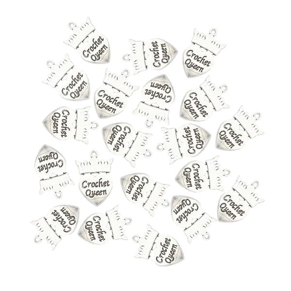 

20pcs diy handmade craft vintage alloy jewelry accessory heart crown pendant, Silver