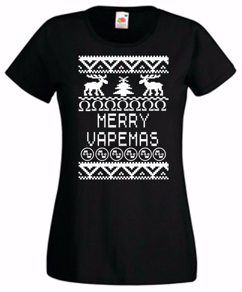 

дамы vaping рождество футболка merry xmas vapemas гадкий перемычка шаблон vaper