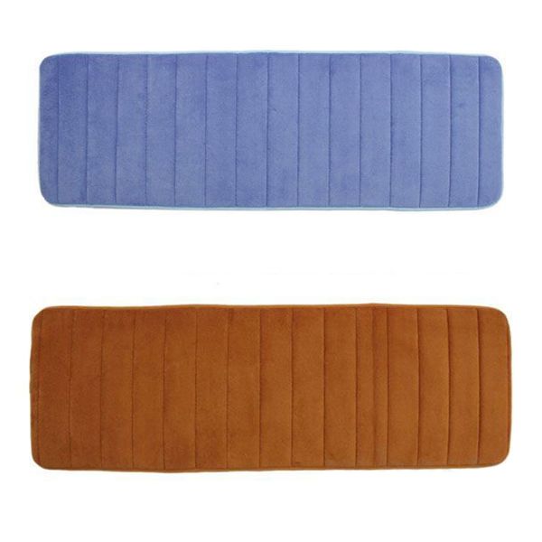 

2 pcs 120x40cm absorbent nonslip memory foam kitchen bedroom door floor mat rug carpet, dark blue & khaki