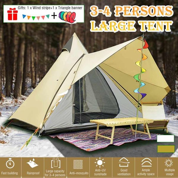 

tents and shelters outdoor for camping yurt tent 3-4persons waterproof family style pyramid tipi