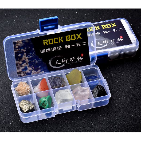 

pack of 10 rock & ore crystal specimens collection kit kids earth geology science educational toy gift