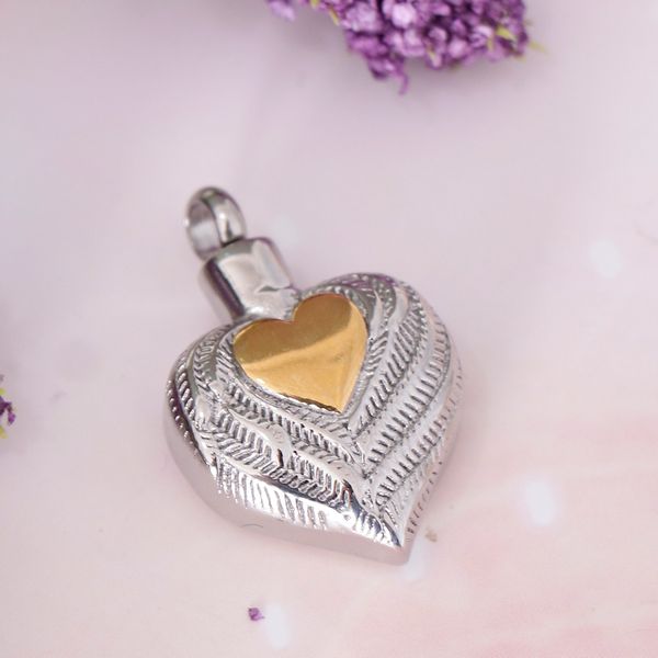 

stainless steel heart pendant memorial urn cremation jewelry for ashes pet, Silver