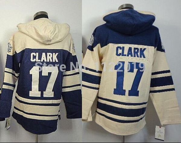 

30 teams-wholesale wendel clark hoodies toronto wendel clark hoodies blue and beige jersey fast shipping quality, Black;red