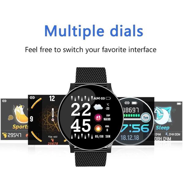 

factory direct 2020 new w8 smart bracelet round screen milanis heart rate blood pressure multi-function sports bracelet