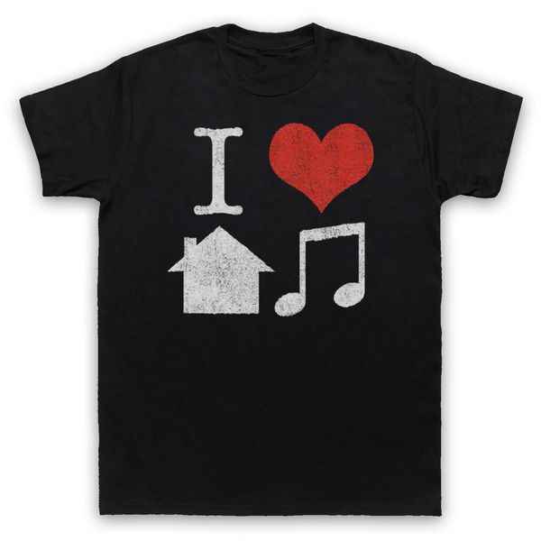 

i love house music slogan retro cool clubbing dj mens womens kids t-shirt fashion new tees t shirts selling
