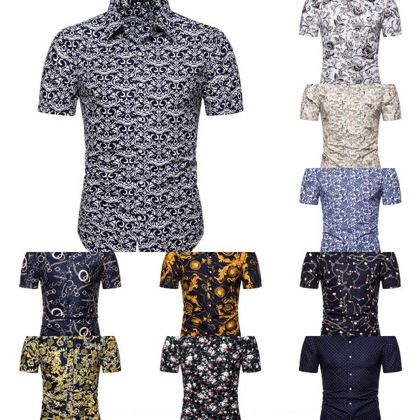 

новые больших размеров мужской с короткими рукавами рубашки модно печататься ин lunfan мужских рубашек десять цветов gfexg, Blue