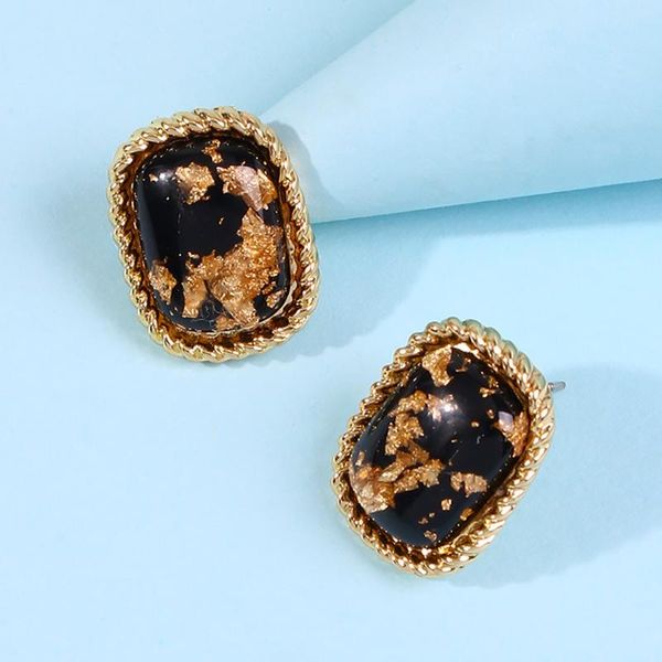 

hysecmao newly design fashion square acrylic earrings for women bohemian leopard resin stud earrings 2020 female brincos jewelry, Golden;silver