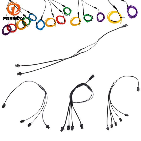 

possbay 2/3/4/5 way in 1 female to male pin connector el wire splitter extension cable line for neon glow universal car styling