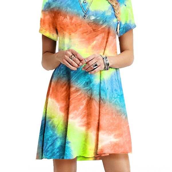 

2020 summer new women's slim-fit colorful tie-dyed printed 2020 summer new women's slim-fit colorful dress tie-dyed printed dress, Black;gray