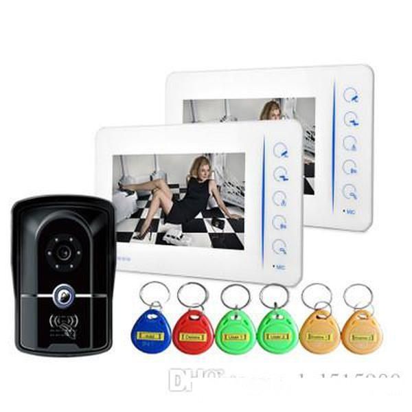 

7 inch tft hd lcd widescreen touch button with monitoring function waterproof villa home video intercom doorbell one pair two