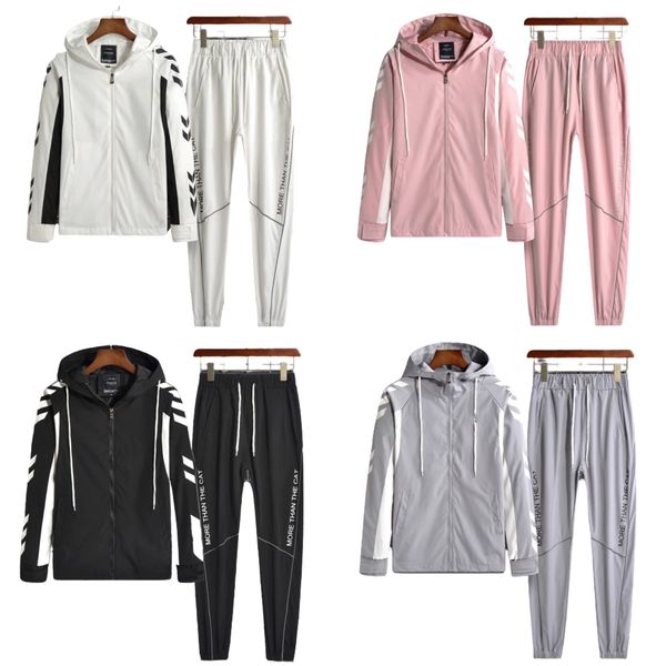 

mens cardigan tracksuits &pants suits three strips letters print autumn winter two pieces set jacket + pants mens outfits asian size, Gray