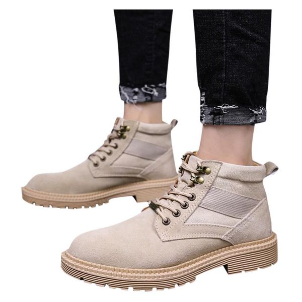 

boots shoes men's leather winter warm cool motorcycle men ankle autumn oxfords snow work boots#3, Black