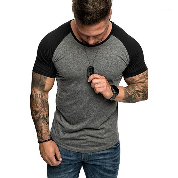 

clothing panelled mens designer tshirts fashion two colors slim pullover short sleeve mens tees casual males, White;black