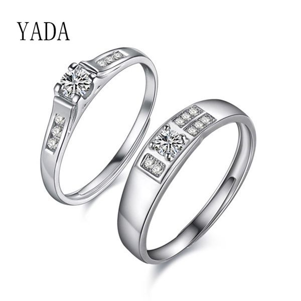 

cluster rings yada romantic love zircon silver color for men&women lovers couples ring engagement wedding band jewelry rg200039, Golden;silver