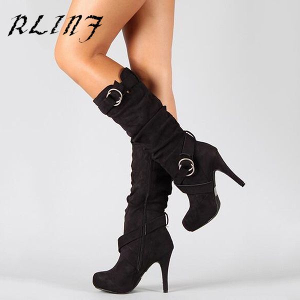 

rlinf suede new explosion long tube female boots, Black