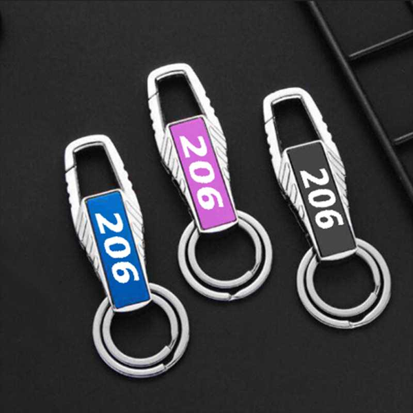 

new metal car logo keychain key ring metal alloy buckle waist car key chain chain accessories for peugeot 206 2020 2020, Silver