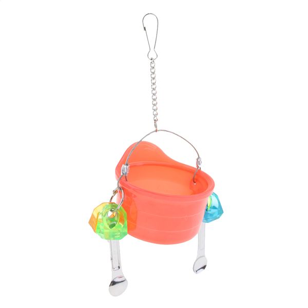 

parrot bird squirrel food water bowl cup practical swing hanging pet chain toys