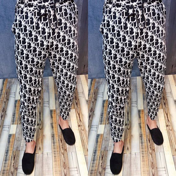 

the new popular logo fall trousers for men are loose, versatile, trendy, printed and casual, tracksuit bottoms for men, Black;white