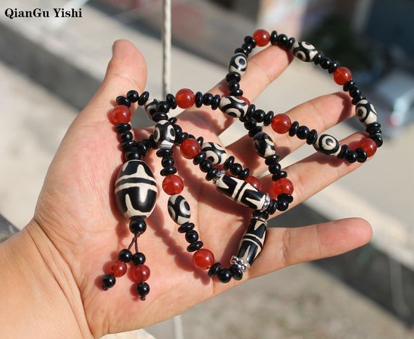 

new arrival natural tiger tooth dzi three eyes pattern tibetan dzi beads necklace for men and women great gift bring good luck, Silver
