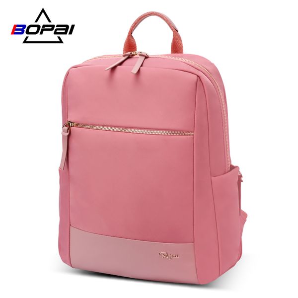 

bopai new lapbackpack women 14 inch waterproof pink fashion female travel daypacks school backpacks bags for teenage girls