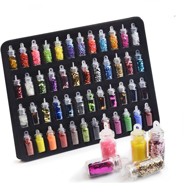

nail dipping powder set glitter mermaid powder mixed glass vial set pearl diy accessories nail art sticker nail sequin kit de lentejuelas, Silver;gold