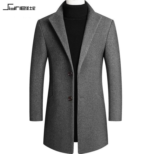 

winter men's windbreakers cotton casual turn-down collar slim long trench coat men winter jackets men overcoat plus size -4xl, Tan;black