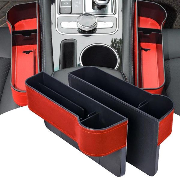 

2pcs/pair universal passenger driver side car seat gap storage box for pocket organizer phone holders brown/red
