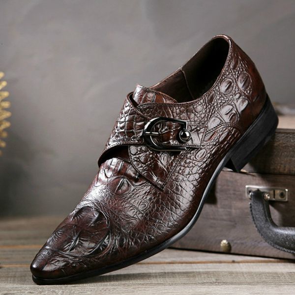 

men's genuine leather shoes crocodile pattern men business casual formal shoes men moccasins business black zapatos de hombre
