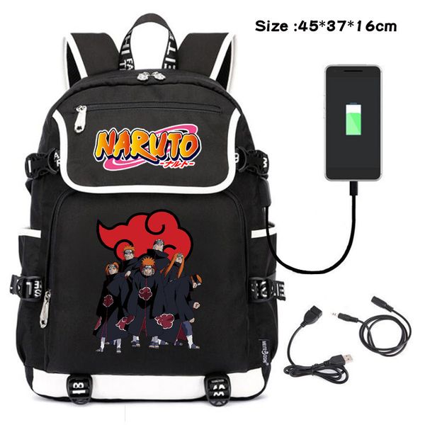 

anime canvas backpack naruto cosplay shoulder bag teens school bag lapmen women usb charging computer travel backpack