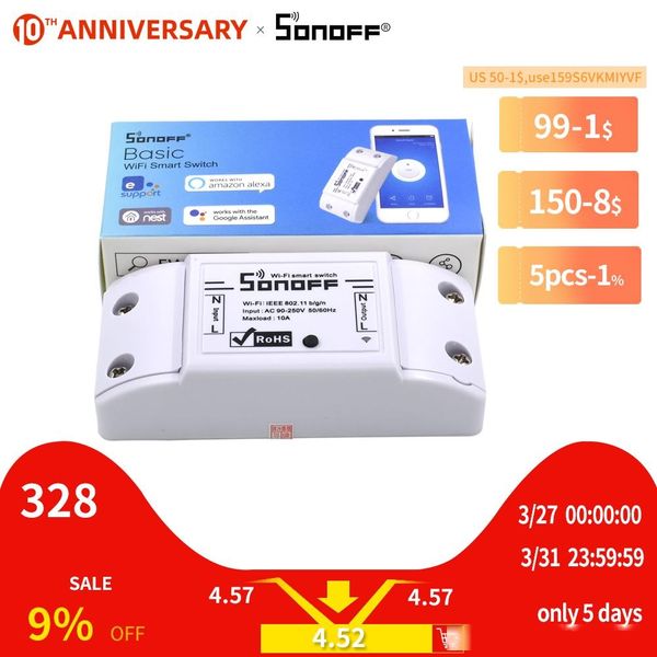 

ome automation modules sonoff basic wireless wifi switch remote control automation module diy timer universal smart home 10a 220v ac 90-2