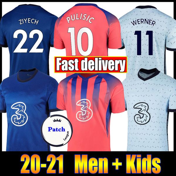 

thailand 20 21 abraham werner havertz chilwell ziyech soccer jerseys 2020 2021 pulisic football shirt kante mount men kids sets kits, Black;yellow