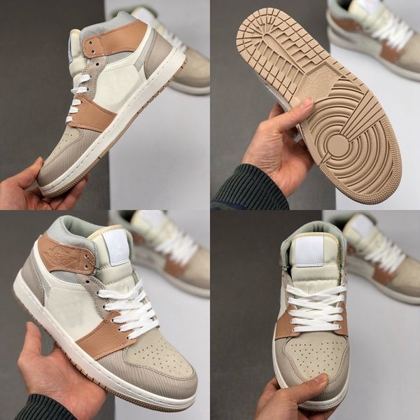 

2020 new 1 mid milan womens mens basketball shoes jumpman 1s light khaki noble pink trainers sport sneakers unc des chaussures