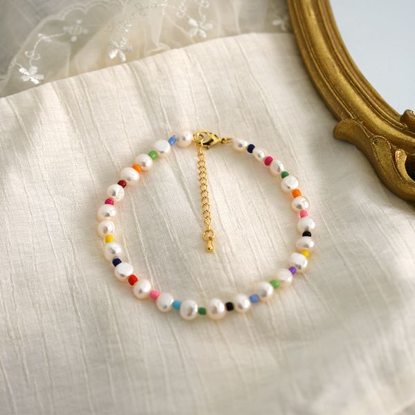 

ashiqi natural freshwater pearl anklet charm anklet for women foot bracelet jewelry minimalist jewelry, Red;blue