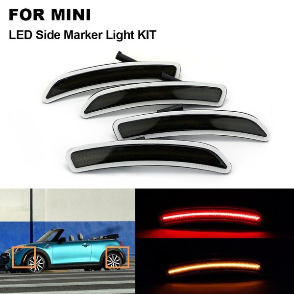 

4x smoke lens front amber rear red led side marker light for mini cooper f55 2014-2020 f56 2014-2020 f57 wheel lamp