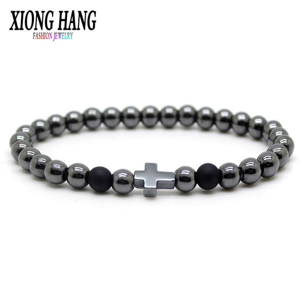 

new 2020 fashion bracelet for men women healthy natural stone perfect combination bracelet cross hematite beads, Golden;silver