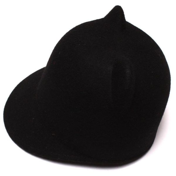 

new fashion women's fedora hat autumn winter cat ear animal cap in stock, Blue;gray