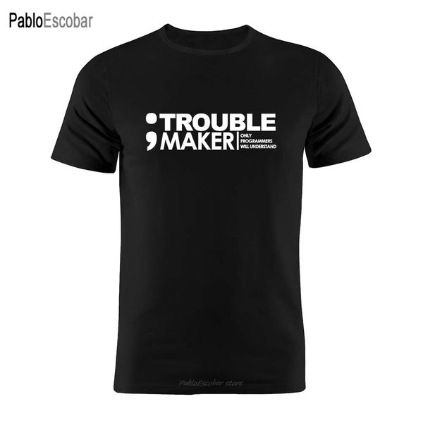

shubuzhi хлопок унисекс тенниска программист coder разработчик шутка запятая trouble maker смешные подарков tee