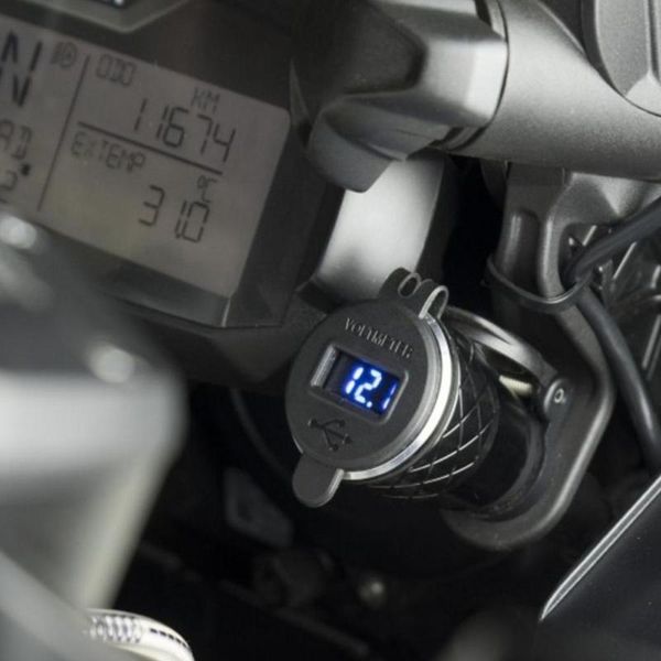 

quick charge 3.0 dual usb motorcycle charger plug socket cigarette lighter adapter led display for f800gs r1250gsa r1200gs car