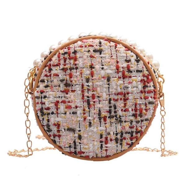 

elegant pearl clutch women shoulder messenger small round bag women fashion wild handbag sling bolsa ladies party handbags