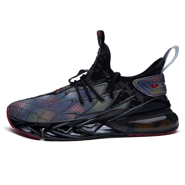 

shoesmencasualsneakersmenbreathablereflectivetennistrainersbladeshoespopcornsoledampingmalesportsfootwearhomme, Black