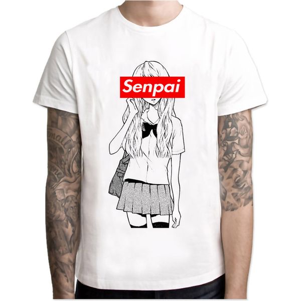 

t shirt men anime senpai girl nerdy short sleeve pattern print t shirt o-neck fashion mens tee harajuku white mens
